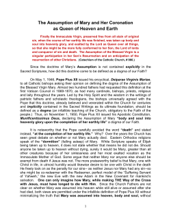 The Assumption of Mary and Her Coronation as Queen of Heaven