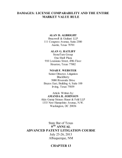 DAMAGES: LICENSE COMPARABILITY AND THE ENTIRE