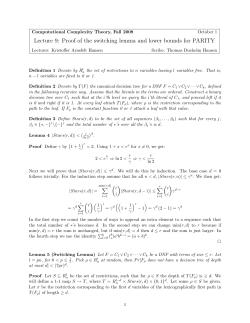 Lecture 9: Proof of the switching lemma and lower bounds for PARITY