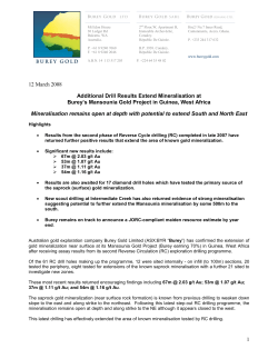 1 12 March 2008 Additional Drill Results Extend