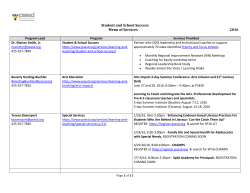 Student and School Success Menu of Services2016 Program Lead