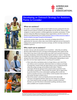 Developing an Outreach Strategy for Assistors: Points to Consider