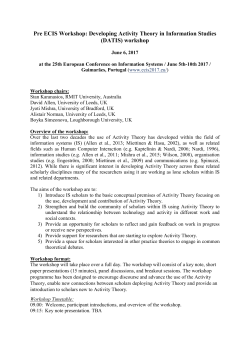 Developing Activity Theory in Information Studies