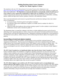 Making Decisions about Course Sequences and the New Model