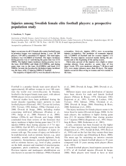 Injuries among Swedish female elite football players: a prospective