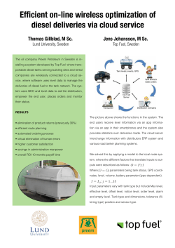 Efficient on-line wireless optimization of diesel deliveries