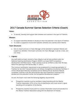 2017 Canada Summer Games Selection Criteria (Coach)