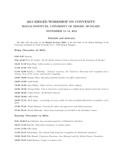 2015 SZEGED WORKSHOP ON CONVEXITY