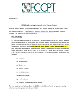 January 9, 2017 NOTICE: Update to Requirements for Initial