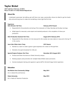 KCCI-Production Assistant-Part Time August 2015