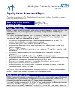 Equality Impact Assessment Report Following completion of a Full