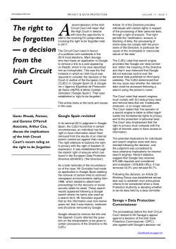 The right to be forgotten &mdash; a decision from the Irish