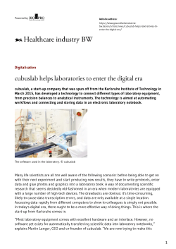 cubuslab helps laboratories to enter the digital era