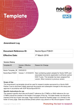 Amendment Log Document Reference ID