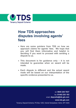 How TDS approaches disputes involving agents` fees
