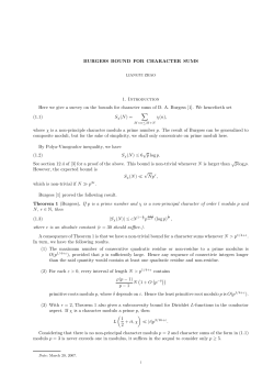 BURGESS BOUND FOR CHARACTER SUMS 1. Introduction Here