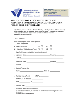 Application Form for Licence for Erection of Fencing, Hoarding or