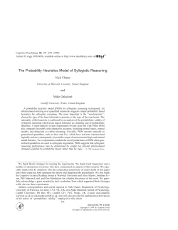 The Probability Heuristics Model of Syllogistic