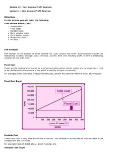 Module 12 : Cost Volume Profit Analysis Lecture 1 : Cost