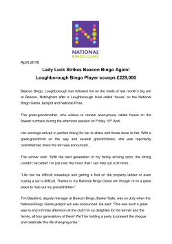 April 2016 Lady Luck Strikes Beacon Bingo Again! Loughborough
