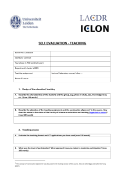 Self Evaluation - Universiteit Leiden