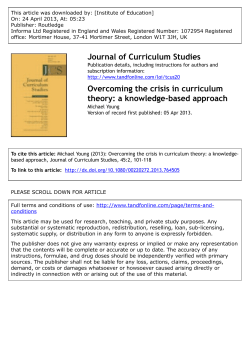 Overcoming the crisis in curriculum theory