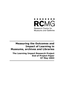 Measuring the Outcomes and Impact of Learning in Museums