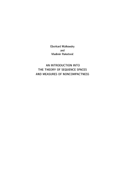 Eberhard Malkowsky and Vladimir Rakocevic AN INTRODUCTION