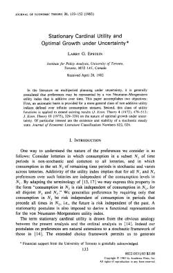 Stationary Cardinal Utility and Optimal Growth under