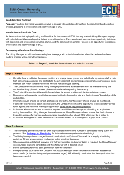 Candidate Care Tip Sheet