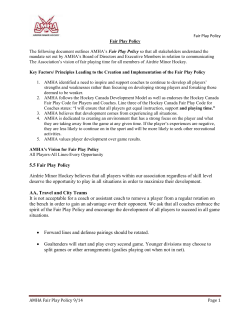 5.5 Fair Play Policy Airdrie Minor Hockey believes that all players