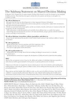 The Salzburg Statement on Shared Decision Making