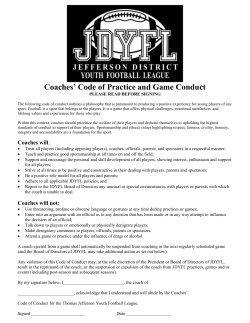 Coaches` Code of Practice and Game Conduct for