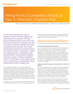 Hiring From a Competitor: Practical Tips To Minimize Litigation Risk