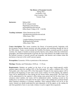 The History of Economic Growth Spring 2016 Economics 1342