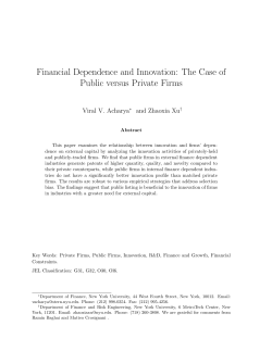 Financial Dependence and Innovation: The Case of Public versus