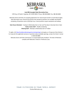 Nebraska Game and Parks are accepting applications for seasonal