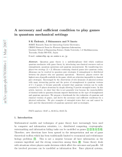 A necessary and sufficient condition to play games in quantum
