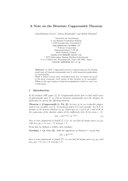 A Note on the Bivariate Coppersmith Theorem - Jean
