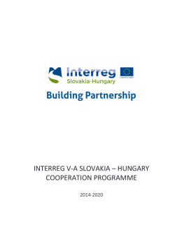 interreg va slovakia &ndash; hungary cooperation programme