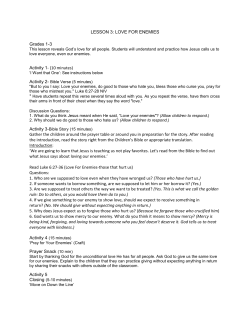 LESSON 3: LOVE FOR ENEMIES Grades 1-3 Activity 1