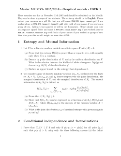 1 Entropy and Mutual Information 2 Conditional