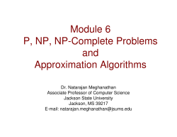 Module 6 P, NP, NP-Complete Problems and Approximation