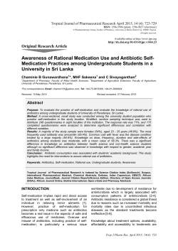 Awareness of Rational Medication Use and Antibiotic Self