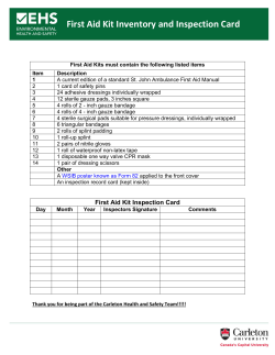 First Aid Kit Inventory and Inspection Card