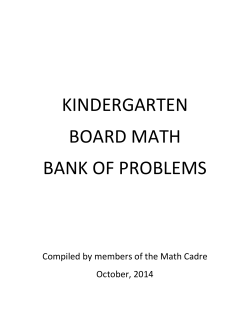 KINDERGARTEN BOARD MATH BANK OF PROBLEMS Compiled