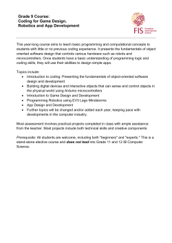 Grade 9 Course: Coding for Game Design, Robotics and App