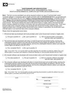 Rights In Technical Data and Computer Software Questionnaire