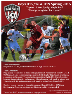 Players U15 to U19, freshmen to seniors in high