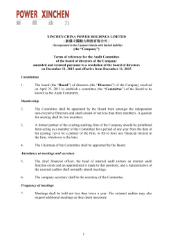 Terms of reference for the Aud - Xinchen China Power Holdings
